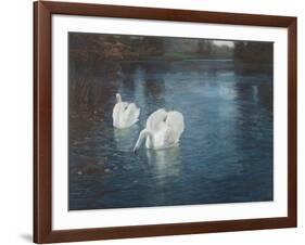 Swans on the River, C.1880-Fritz Thaulow-Framed Giclee Print