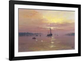 Swans Over Still Waters-Clive Madgwick-Framed Giclee Print