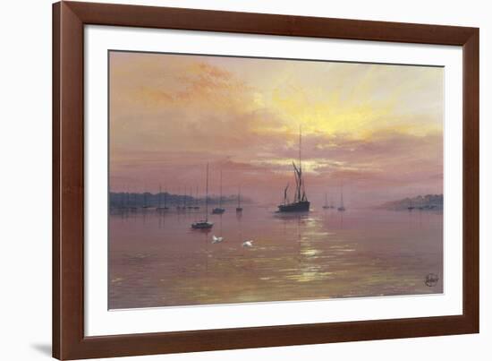 Swans Over Still Waters-Clive Madgwick-Framed Giclee Print