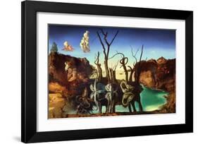 Swans Reflecting Elephants, c.1937-Salvador Dalí-Framed Art Print