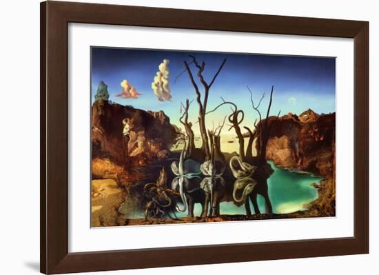 Swans Reflecting Elephants, c.1937-Salvador Dalí-Framed Art Print