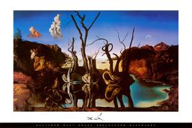 Swans Reflecting Elephants, c.1937-Salvador Dalí-Lamina Framed Poster