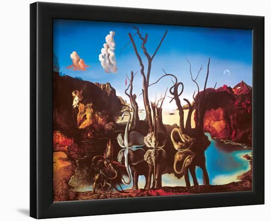 Swans Reflecting Elephants-Salvador Dalí-Framed Art Print