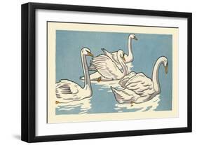 Swans Swim-Hauman-Framed Art Print