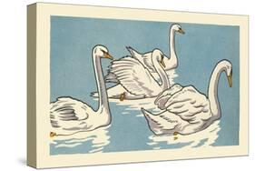 Swans Swim-Hauman-Stretched Canvas