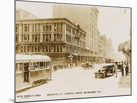 Swanston Street (Looking North) in Melbourne, Victoria, Australia-null-Mounted Photographic Print