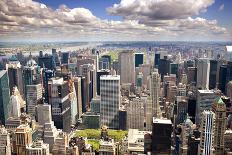 Lower Manhattan with Water Reflection in Hudson River.-Swartz Photography-Stretched Canvas