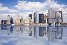 Lower Manhattan with Water Reflection in Hudson River.-Swartz Photography-Stretched Canvas