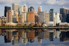 Lower Manhattan with Water Reflection in Hudson River.-Swartz Photography-Framed Photographic Print