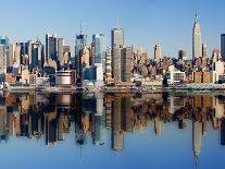 Lower End of Manhattan with Reflection as Seen Form New York Harbor.-Swartz Photography-Framed Photographic Print