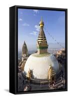 Swayambhunath Buddhist Stupa or Monkey Temple, Kathmandu, Nepal-Peter Adams-Framed Stretched Canvas