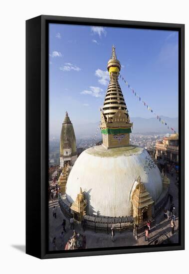 Swayambhunath Buddhist Stupa or Monkey Temple, Kathmandu, Nepal-Peter Adams-Framed Stretched Canvas