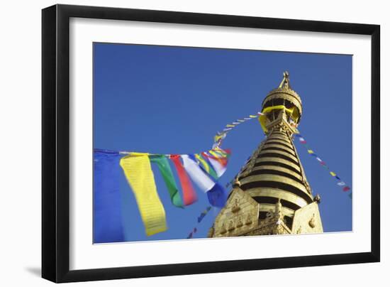 Swayambhunath Stupa, UNESCO World Heritage Site, Kathmandu, Nepal, Asia-Ian Trower-Framed Photographic Print