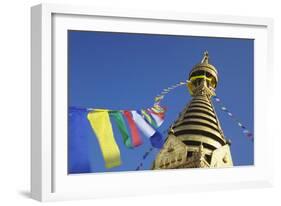 Swayambhunath Stupa, UNESCO World Heritage Site, Kathmandu, Nepal, Asia-Ian Trower-Framed Photographic Print