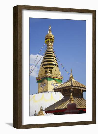 Swayambhunath Stupa, UNESCO World Heritage Site, Kathmandu, Nepal, Asia-Ian Trower-Framed Photographic Print