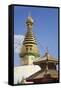 Swayambhunath Stupa, UNESCO World Heritage Site, Kathmandu, Nepal, Asia-Ian Trower-Framed Stretched Canvas