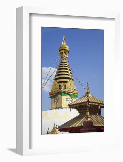 Swayambhunath Stupa, UNESCO World Heritage Site, Kathmandu, Nepal, Asia-Ian Trower-Framed Photographic Print