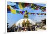 Swayambunath or Monkey Temple, Central Stupa and Buddha eyes, UNESCO World Heritage Site, Kathmandu-G&M Therin-Weise-Framed Photographic Print