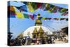 Swayambunath or Monkey Temple, Central Stupa and Buddha eyes, UNESCO World Heritage Site, Kathmandu-G&M Therin-Weise-Stretched Canvas