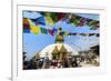 Swayambunath or Monkey Temple, Central Stupa and Buddha eyes, UNESCO World Heritage Site, Kathmandu-G&M Therin-Weise-Framed Photographic Print