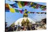 Swayambunath or Monkey Temple, Central Stupa and Buddha eyes, UNESCO World Heritage Site, Kathmandu-G&M Therin-Weise-Stretched Canvas