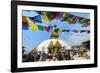 Swayambunath or Monkey Temple, Central Stupa and Buddha eyes, UNESCO World Heritage Site, Kathmandu-G&M Therin-Weise-Framed Photographic Print