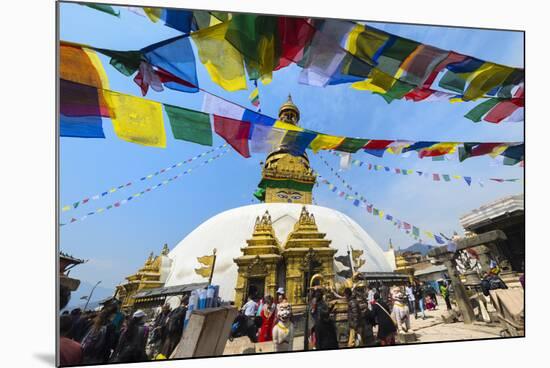 Swayambunath or Monkey Temple, Central Stupa and Buddha eyes, UNESCO World Heritage Site, Kathmandu-G&M Therin-Weise-Mounted Photographic Print