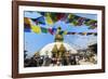 Swayambunath or Monkey Temple, Central Stupa and Buddha eyes, UNESCO World Heritage Site, Kathmandu-G&M Therin-Weise-Framed Photographic Print