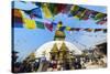 Swayambunath or Monkey Temple, Central Stupa and Buddha eyes, UNESCO World Heritage Site, Kathmandu-G&M Therin-Weise-Stretched Canvas