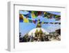 Swayambunath or Monkey Temple, Central Stupa and Buddha eyes, UNESCO World Heritage Site, Kathmandu-G&M Therin-Weise-Framed Photographic Print