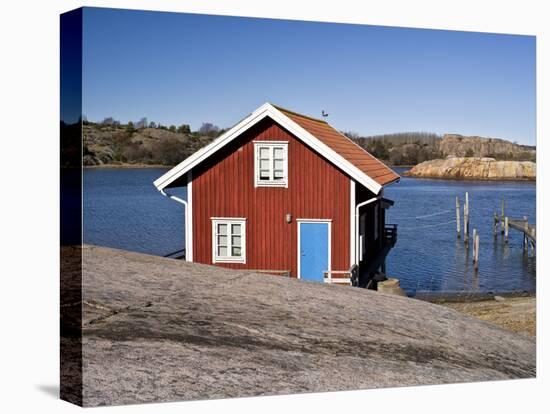Sweden, Bohus, West Coast, Kattegat, Fishing Hut in Fjallbacke, Jetty-K. Schlierbach-Stretched Canvas