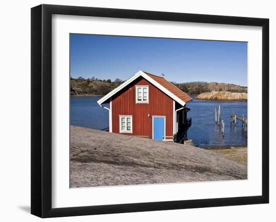 Sweden, Bohus, West Coast, Kattegat, Fishing Hut in Fjallbacke, Jetty-K. Schlierbach-Framed Photographic Print