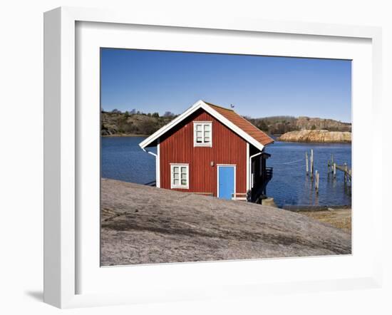 Sweden, Bohus, West Coast, Kattegat, Fishing Hut in Fjallbacke, Jetty-K. Schlierbach-Framed Photographic Print