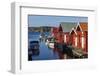 Sweden, Bohuslan, Kungshamn, red fishing shacks in the Fisketangen, old fisherman's neighborhood-Walter Bibikow-Framed Photographic Print