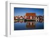 Sweden, Bohuslan, Kungshamn, red fishing shacks in the Fisketangen, old fisherman's neighborhood-Walter Bibikow-Framed Photographic Print