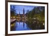 Sweden, Central Sweden, Uppsala, Domkyrka Cathedral, reflection, dusk-Walter Bibikow-Framed Photographic Print