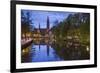 Sweden, Central Sweden, Uppsala, Domkyrka Cathedral, reflection, dusk-Walter Bibikow-Framed Photographic Print