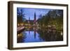 Sweden, Central Sweden, Uppsala, Domkyrka Cathedral, reflection, dusk-Walter Bibikow-Framed Photographic Print