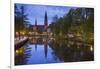 Sweden, Central Sweden, Uppsala, Domkyrka Cathedral, reflection, dusk-Walter Bibikow-Framed Photographic Print