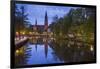 Sweden, Central Sweden, Uppsala, Domkyrka Cathedral, reflection, dusk-Walter Bibikow-Framed Photographic Print