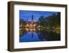 Sweden, Central Sweden, Uppsala, Domkyrka Cathedral, reflection, dusk-Walter Bibikow-Framed Photographic Print