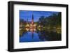 Sweden, Central Sweden, Uppsala, Domkyrka Cathedral, reflection, dusk-Walter Bibikow-Framed Photographic Print