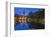 Sweden, Central Sweden, Uppsala, Domkyrka Cathedral, reflection, dusk-Walter Bibikow-Framed Photographic Print