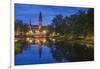 Sweden, Central Sweden, Uppsala, Domkyrka Cathedral, reflection, dusk-Walter Bibikow-Framed Photographic Print