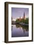 Sweden, Central Sweden, Uppsala, Domkyrka Cathedral, reflection, dusk-Walter Bibikow-Framed Photographic Print