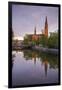 Sweden, Central Sweden, Uppsala, Domkyrka Cathedral, reflection, dusk-Walter Bibikow-Framed Photographic Print