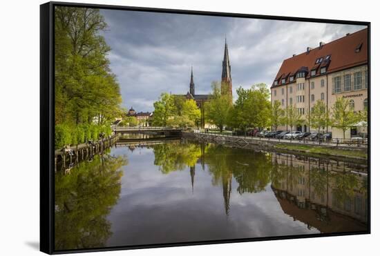 Sweden, Central Sweden, Uppsala, Domkyrka Cathedral, reflection-Walter Bibikow-Framed Stretched Canvas