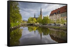 Sweden, Central Sweden, Uppsala, Domkyrka Cathedral, reflection-Walter Bibikow-Framed Stretched Canvas