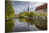 Sweden, Central Sweden, Uppsala, Domkyrka Cathedral, reflection-Walter Bibikow-Stretched Canvas