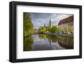 Sweden, Central Sweden, Uppsala, Domkyrka Cathedral, reflection-Walter Bibikow-Framed Photographic Print